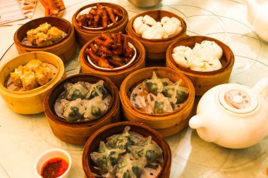 Hamur tatlısı sabah haşlanmış birkaç Hongkong stlye, yakın çekim