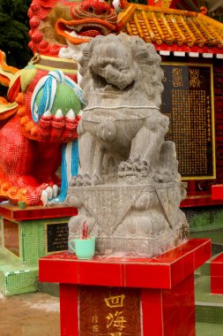 Tek taş aslan heykeli Repulse Bay Temple, Hong Kong, yakın çekim