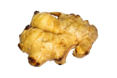 Beyaz arka plan üzerinde taze zencefil closeup