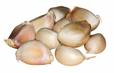 Beyaz arka planda taze sarımsak