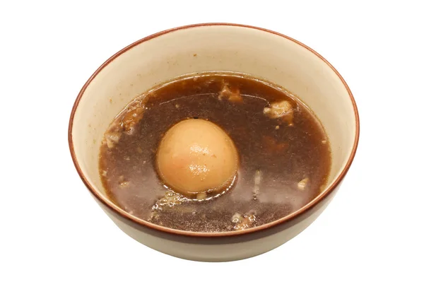 Guisado Ovos Cozidos Com Molho Marrom Doce Tigela — Fotografia de Stock