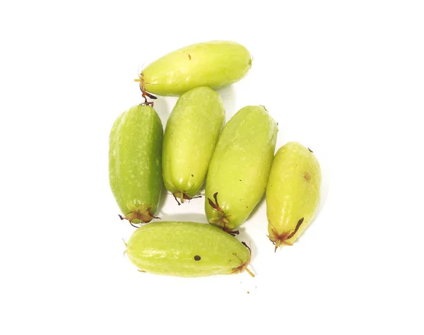 Close Group Fresh Bilimbi Averhoa Bilimbi Linn White Background — стоковое фото