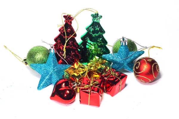 Closeup Beautiful Christmas Decorations White Background — Stock Photo, Image