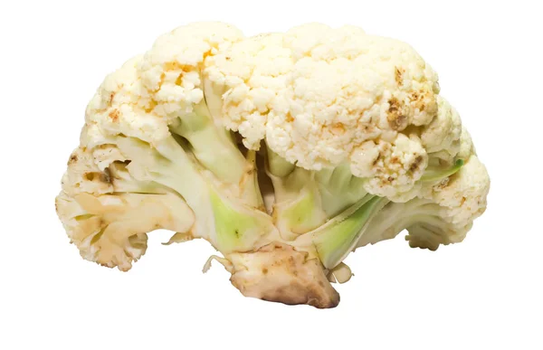 Closeup of not fresh Cauliflower isolated on white background — Stock Photo, Image