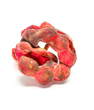 Makro tek kırmızı Manila demirhindi izole beyaz arka plan