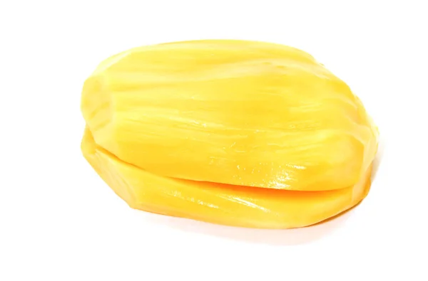 Macro di jackfruit giallo singolo su sfondo bianco — Foto Stock