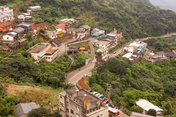 타이에서 산에 Jiufen 마 언덕 건물의 보기 — 스톡 사진