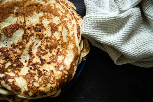 Food Flour Eggs Source Carbohydrates Proteins Baked Pancakes Toasted Crust — 스톡 사진