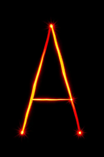 Rött ljus målning bokstaven A — Stockfoto