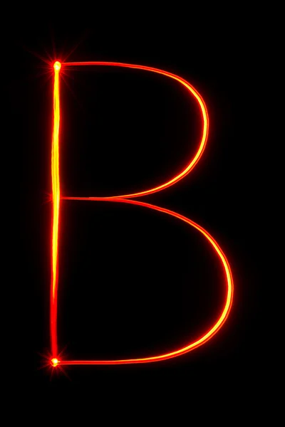 Peinture lumière rouge lettre B — Photo