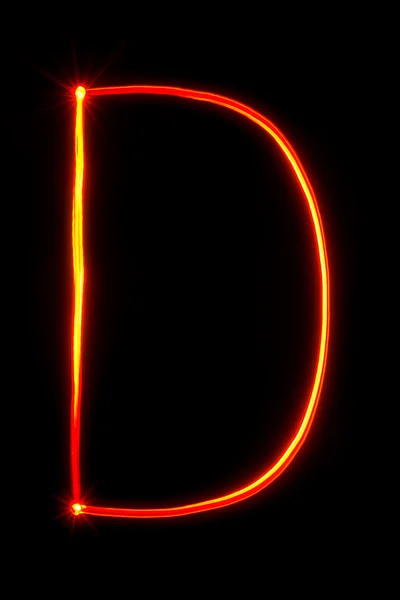 Red light painting letter D — Stock Photo, Image