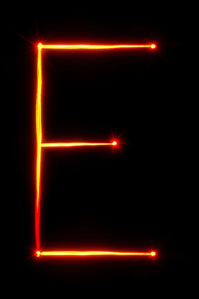 Kırmızı ışık boyama harf E — Stok fotoğraf