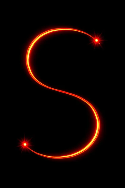 Red light painting letter S — Stock Photo, Image