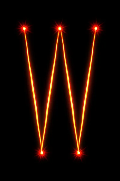 Rött ljus målning bokstaven W — Stockfoto