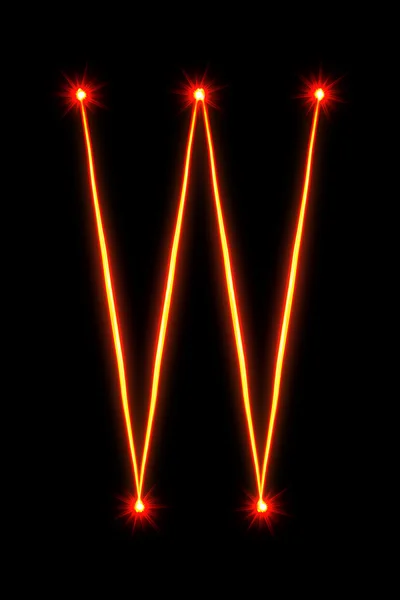 Red light painting letter W — Stock Photo, Image