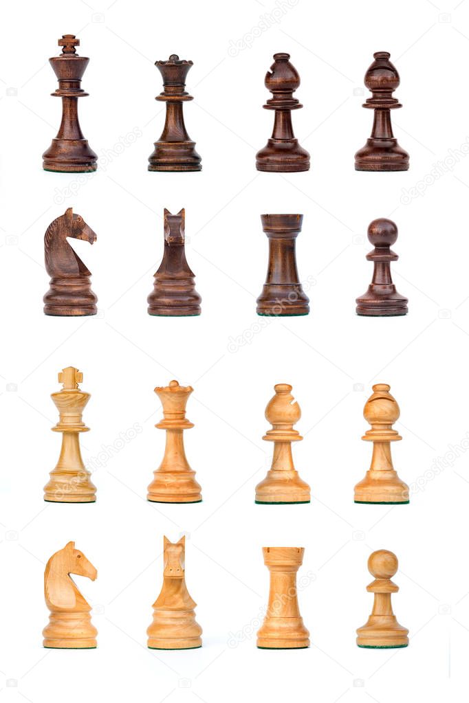 complete black and white chess pieces