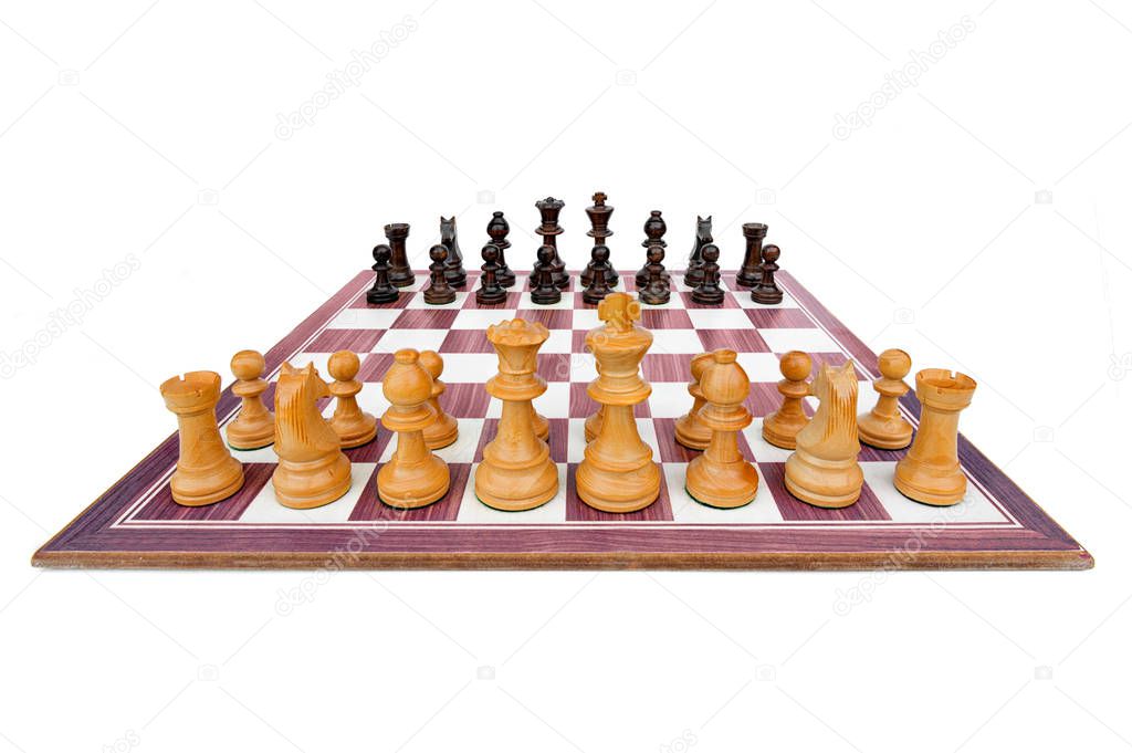 boxwood chessboard with all pieces