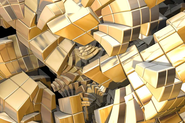 Fractal golden stairs — Stock Photo, Image