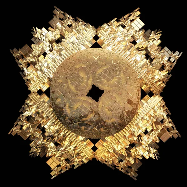 Abstract golden fractal iterated shape — Stock Photo, Image