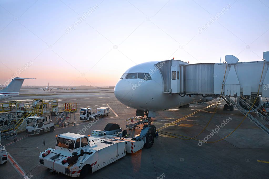 big jet plane preparing for pushback