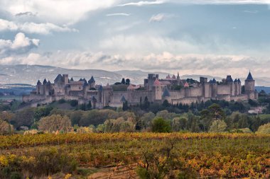 benzersiz Fransız Ortaçağ Carcassonne Kalesi
