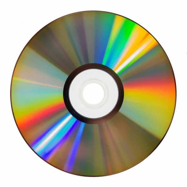 Iridescent cd rom на белом фоне — стоковое фото