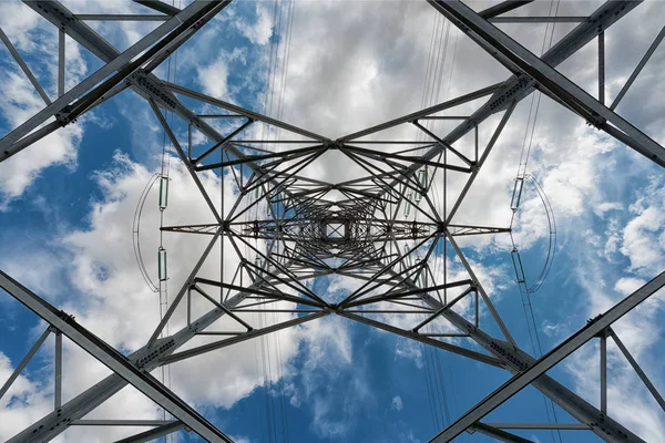 Under a high voltage pylon — Stock Photo, Image