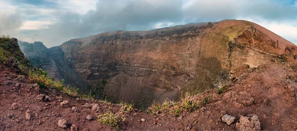 Cráter Gigante Del Volcán Vesuvio Vista Panorámica Cerca Napol Pompeya —  Fotos de Stock