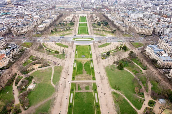 Champ Mars Bahçelerinin Havadan Görünüşü Haussmanya Binaları Paris Fransa — Stok fotoğraf