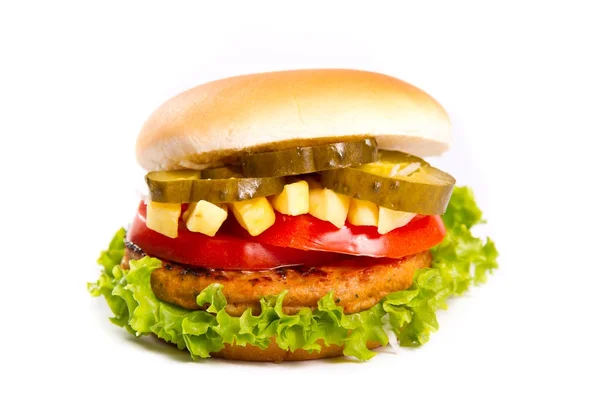 Сочный гамбургер на белом фоне — стоковое фото