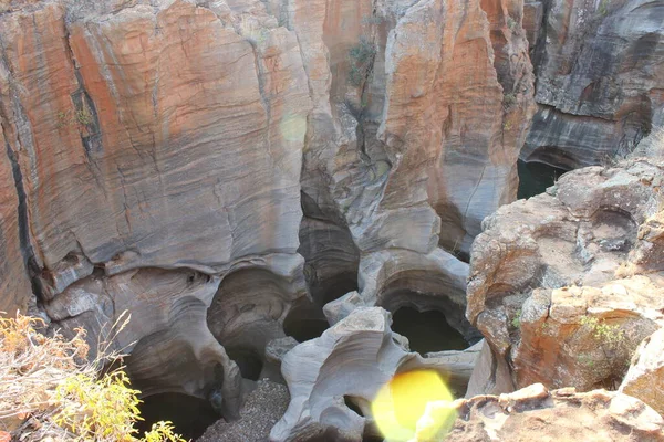 Formação Rochosa Bourke Luck Potholes Blyde Canyon Reserve Mpumalanga África — Fotografia de Stock