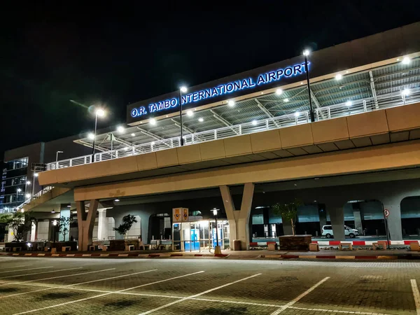 Joanesburgo África Sul Janeiro 2020 Uma Paisagem Noturna Aeroporto Internação — Fotografia de Stock
