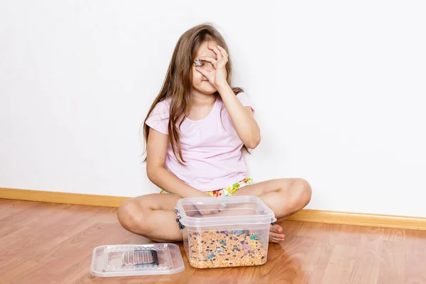 Container Cereals Materials Children Development Fine Motor Skills Logic Memory — Stock Photo, Image