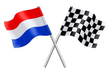 Hollanda 'nın 3d Bayrakları ve beyaz arka planda karalanmış 