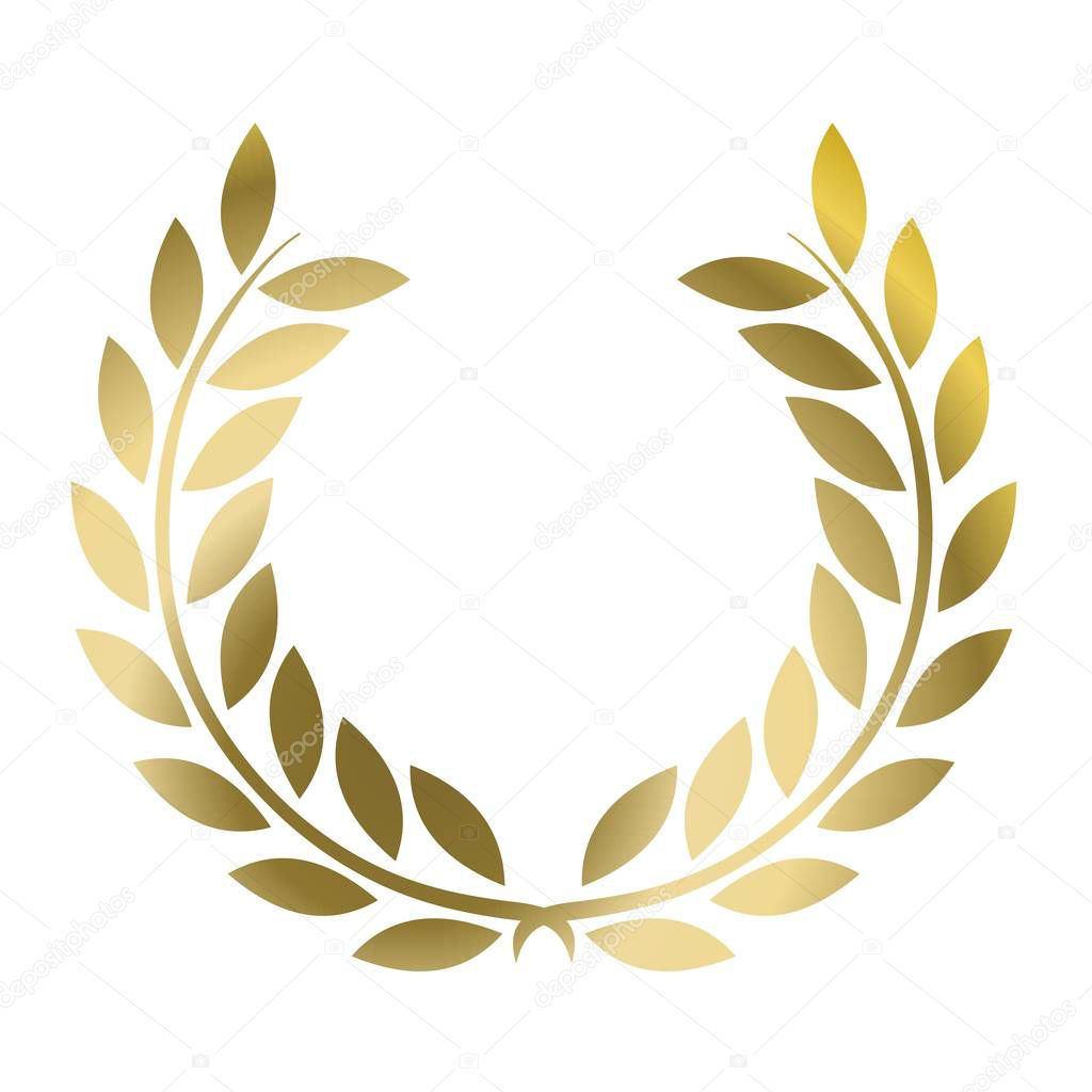 Gold laurel wreath vector isolated on a white background