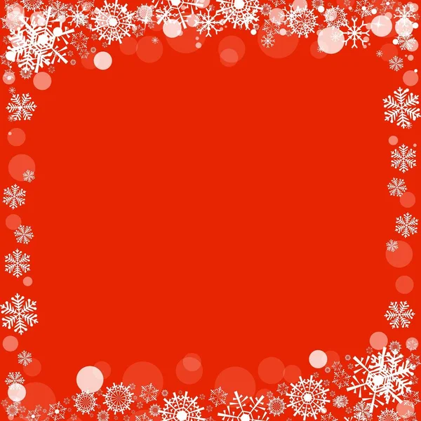 Fondo Rojo Navidad Con Copos Nieve Lugar Para Texto —  Fotos de Stock