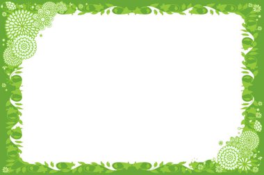  Beyaz üzerinde yeşil yapraklar olan çerçeve - illüstrasyon tasarımı