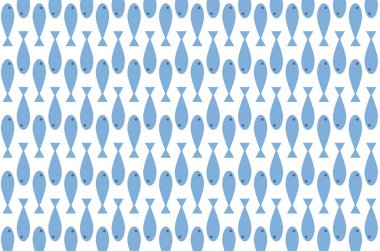 Mavi balıklar beyaz arkaplanda pürüzsüz desen oluşturur