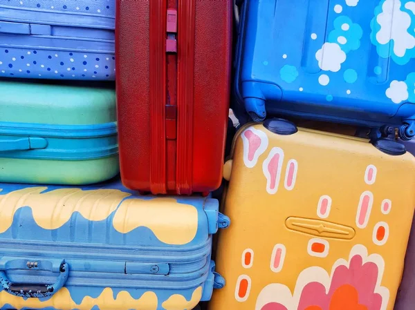 different colorful luggage bag. suitcase set - image