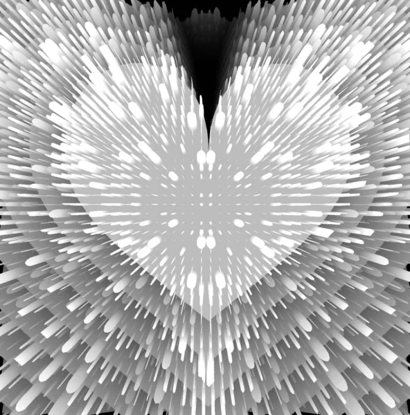 暗い背景に白い心の3Dイラスト — ストック写真