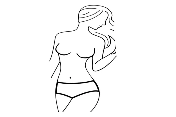 Bikinili Güzel Bir Kadın Beyaz Arka Planda Izole Edilmiş Çizim — Stok fotoğraf
