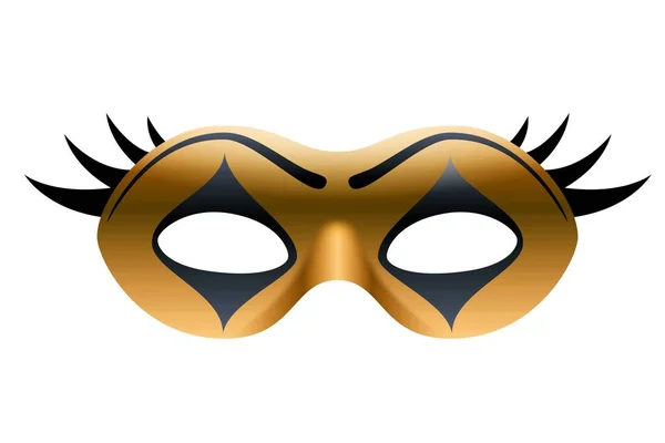 Máscara Carnaval Dourada Isolada Branco — Fotografia de Stock