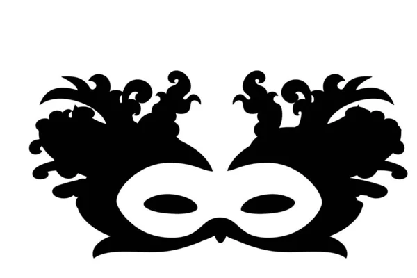 Maschera Carnevale Icona Silhouette Nera Isolata Sfondo Bianco Maschera Taglio — Foto Stock