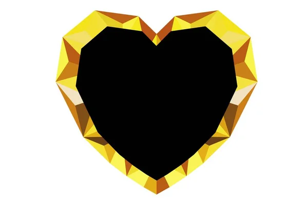 Beyaz Üzerine Altın Kalp Şeklinde Çerçeve — Stok fotoğraf