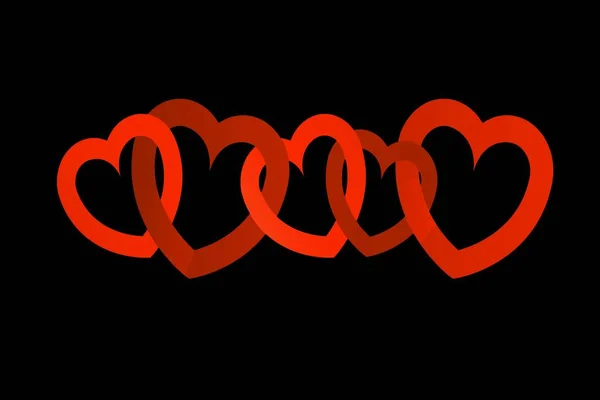 Форма Червоних Сердець Чорному Фоні — стокове фото