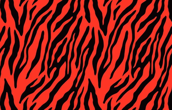 Şablon Desenli Kaplan Kırmızı Şerit Tekrarlanan Kusursuz Kara Orman Safari — Stok fotoğraf