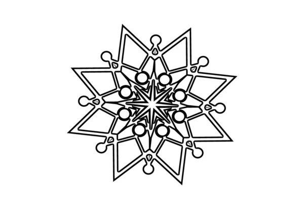 白い背景に黒い雪の結晶のロゴ イラストデザイン — ストック写真