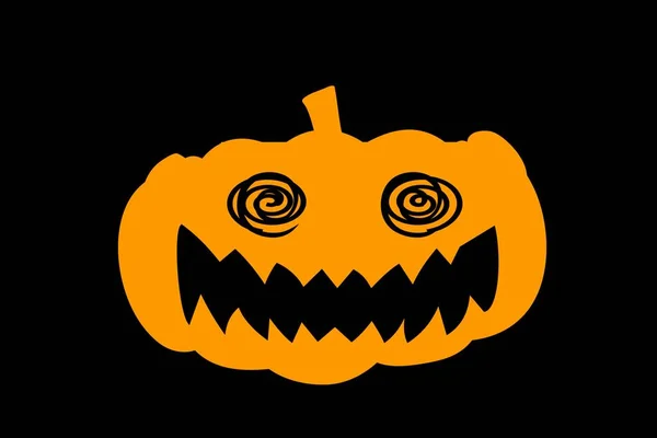 Kürbis Auf Schwarzem Hintergrund Das Hauptsymbol Des Happy Halloween Feiertags — Stockfoto