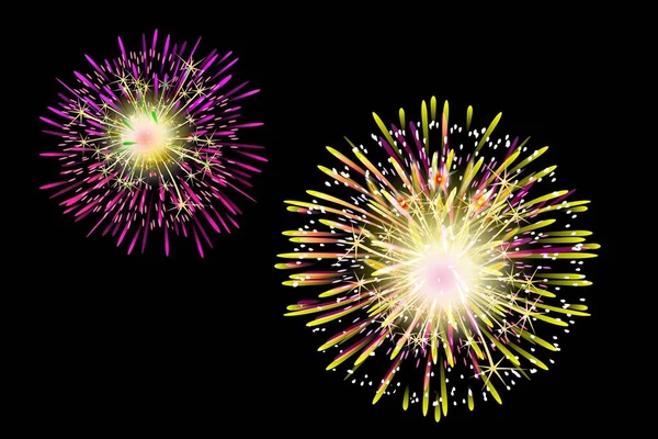 Buntes Feuerwerk Auf Dunklem Hintergrund Illustrationsdesign — Stockfoto