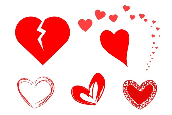 Κόκκινο Σχήματα Καρδιά Απομονώνονται Λευκό Φόντο Illustration Σχεδιασμό — Φωτογραφία Αρχείου